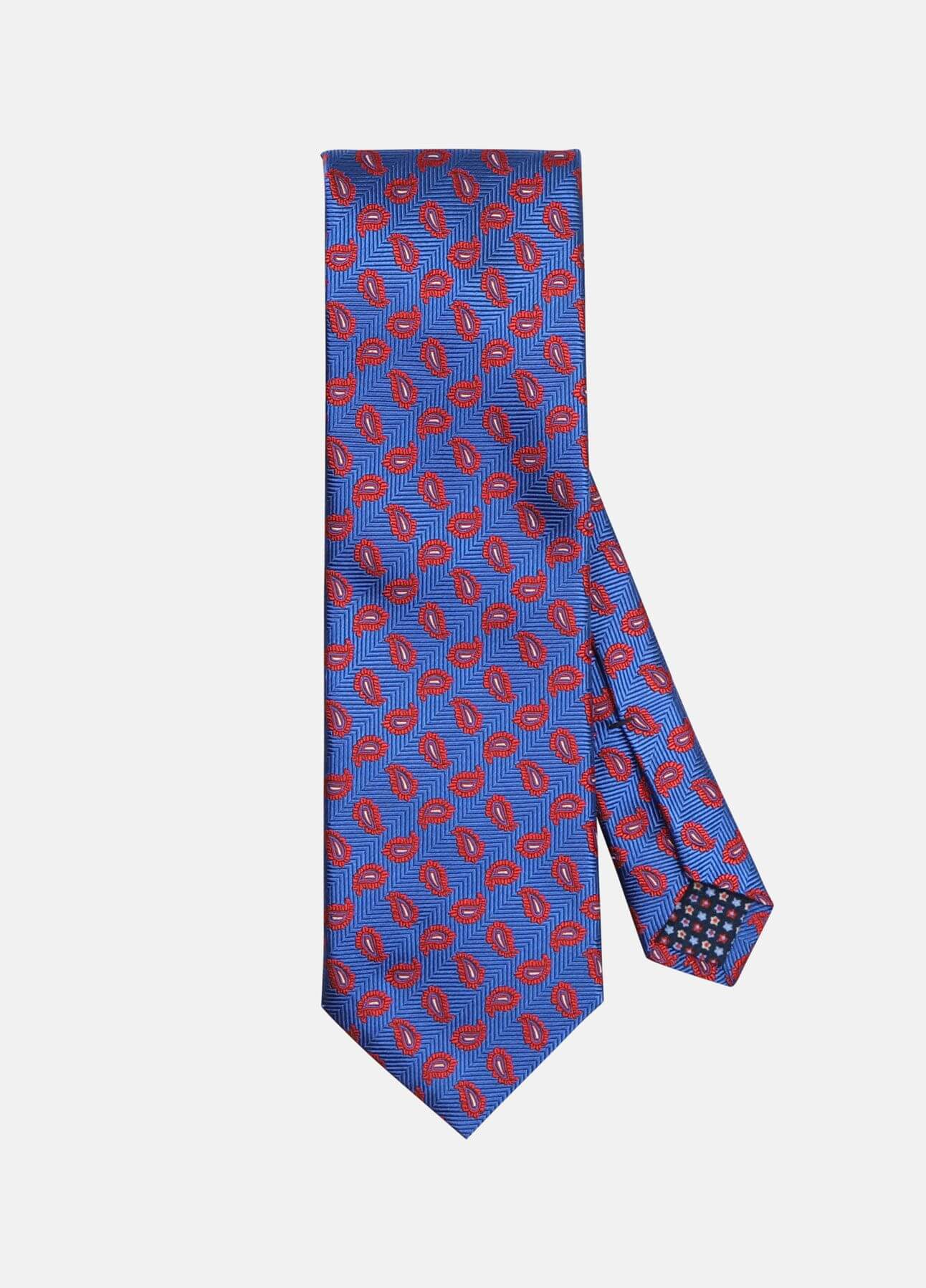 Blåt slips med paisley mønster